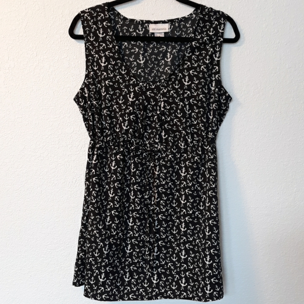 Maternity Anchor Print Sleeveless Top